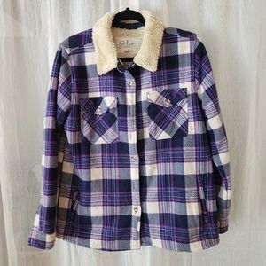 soho threads purple plaid shacket